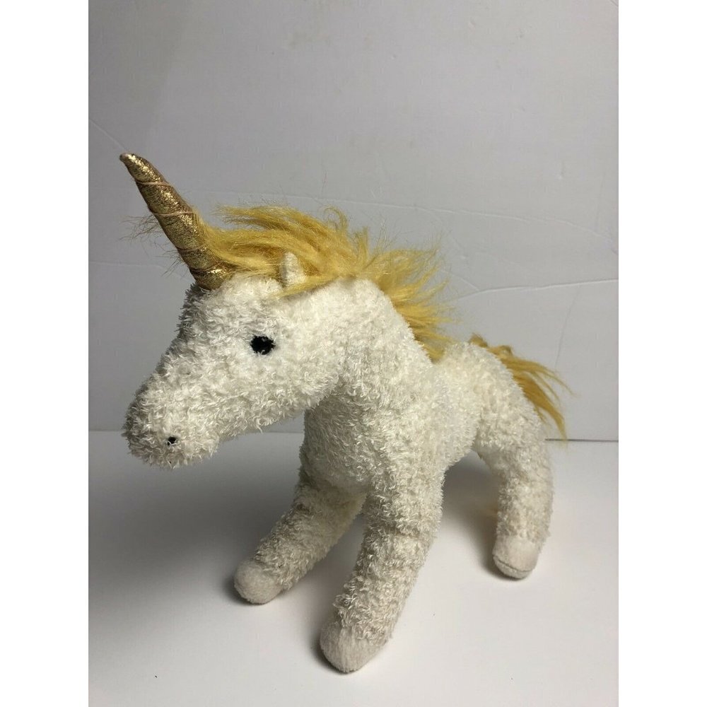 Douglas Unicorn Plush‎ Stuffed Animal Toy White Golden 2013 11” tall